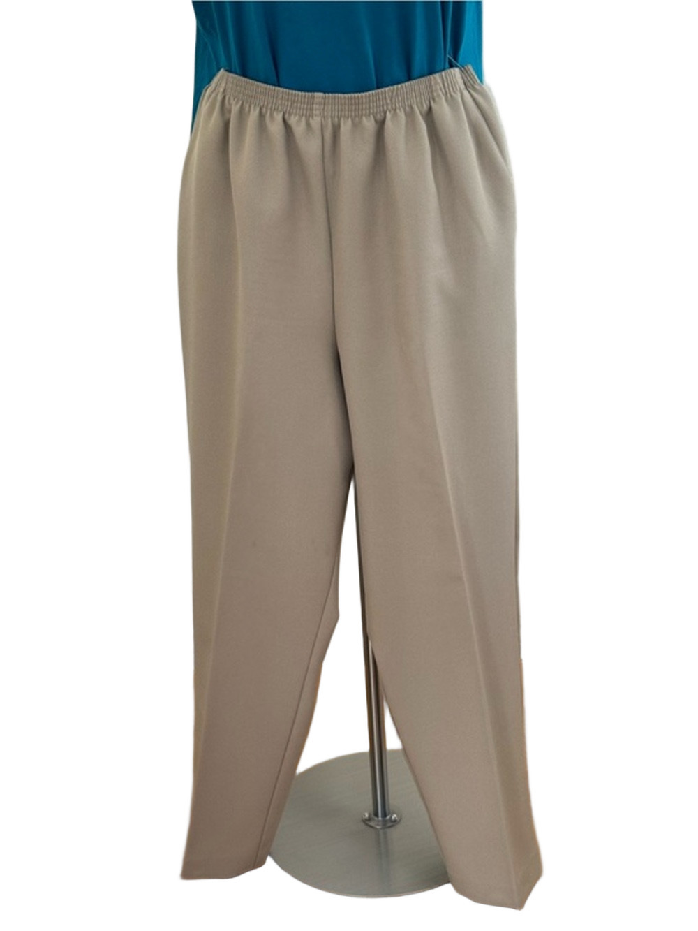 Alfred Dunner Taupe Elastic-Waist Dress Pants